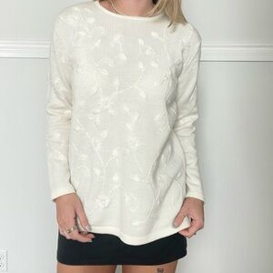 Embroidered white sweater
